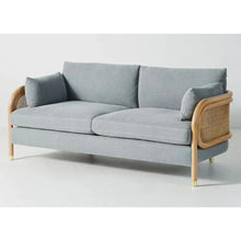 Load image into Gallery viewer, Adorn Homez Basel 3 Seater Sofa in Premium Fabric With Rattan/Cane