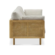 Load image into Gallery viewer, Adorn Homez Florence 3 Seateer Sofa in Solid Wood In Fabric With Rattan/Cane