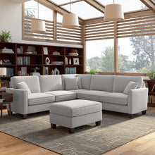 Load image into Gallery viewer, Adorn Homez Riley L shape Sofa 5 Seater with Ottoman in Velvet Fabric