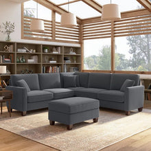 Load image into Gallery viewer, Adorn Homez Riley L shape Sofa 5 Seater with Ottoman in Velvet Fabric
