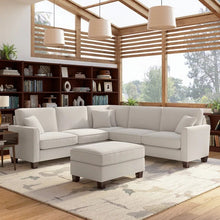 Load image into Gallery viewer, Adorn Homez Riley L shape Sofa 5 Seater with Ottoman in Velvet Fabric