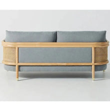 Load image into Gallery viewer, Adorn Homez Basel 3 Seater Sofa in Premium Fabric With Rattan/Cane