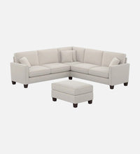 Load image into Gallery viewer, Adorn Homez Riley L shape Sofa 5 Seater with Ottoman in Velvet Fabric