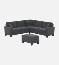 Load image into Gallery viewer, Adorn Homez Riley L shape Sofa 5 Seater with Ottoman in Velvet Fabric
