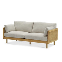 Load image into Gallery viewer, Adorn Homez Florence 3 Seateer Sofa in Solid Wood In Fabric With Rattan/Cane