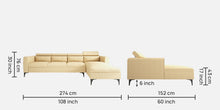 Load image into Gallery viewer, Adorn Homez - Gemini 5 Seater Sectional Sofa In Premium Molfino Fabric with Adjustable Headrest