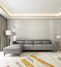 Load image into Gallery viewer, Adorn Homez - Gemini 5 Seater Sectional Sofa In Premium Molfino Fabric with Adjustable Headrest