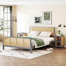 Load image into Gallery viewer, Adorn Homez Omi Queen Size Wooden Bed with Rattan/Cane Without Storage