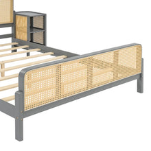 Load image into Gallery viewer, Adorn Homez Omi Queen Size Wooden Bed with Rattan/Cane Without Storage