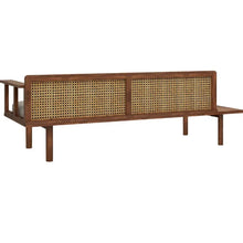 Load image into Gallery viewer, Adorn Homez Grace Solid Teak Wood Lounder In Fabric With Rattan/Cane