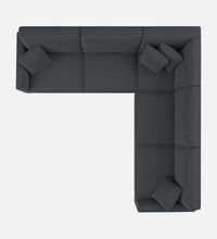 Load image into Gallery viewer, Adorn Homez Riley L shape Sofa 5 Seater with Ottoman in Velvet Fabric