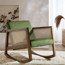 Load image into Gallery viewer, Adorn Homez Milan Wooden Rocking Chair with Rattan/cane Mesh.