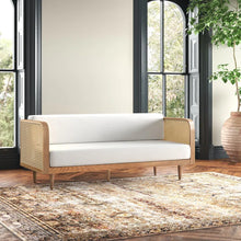 Load image into Gallery viewer, Adorn Homez Agustín 3 Seater Sofa in Premium Velvet Fabric With Rattan Cane Mesh