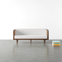 Load image into Gallery viewer, Adorn Homez Agustín 3 Seater Sofa in Premium Velvet Fabric With Rattan Cane Mesh