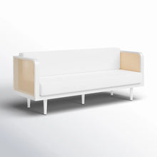 Load image into Gallery viewer, Adorn Homez Agustín 3 Seater Sofa in Premium Velvet Fabric With Rattan Cane Mesh