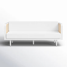 Load image into Gallery viewer, Adorn Homez Agustín 3 Seater Sofa in Premium Velvet Fabric With Rattan Cane Mesh