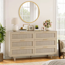Load image into Gallery viewer, Adorn Home Ellery Rattan Chest of 6 Drawer with Rattan/Cane