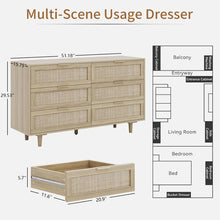 Load image into Gallery viewer, Adorn Home Ellery Rattan Chest of 6 Drawer with Rattan/Cane