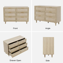 Load image into Gallery viewer, Adorn Home Ellery Rattan Chest of 6 Drawer with Rattan/Cane