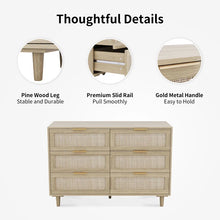 Load image into Gallery viewer, Adorn Home Ellery Rattan Chest of 6 Drawer with Rattan/Cane