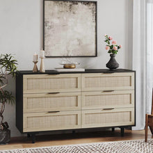 Load image into Gallery viewer, Adorn Home Ellery Rattan Chest of 6 Drawer with Rattan/Cane