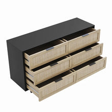 Load image into Gallery viewer, Adorn Home Ellery Rattan Chest of 6 Drawer with Rattan/Cane