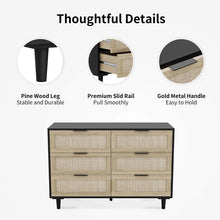 Load image into Gallery viewer, Adorn Home Ellery Rattan Chest of 6 Drawer with Rattan/Cane