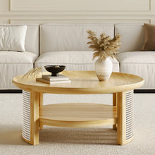 Load image into Gallery viewer, Adorn Home Solid Wood Orwell Round Coffee table wtih Rattan/Cane Mesh