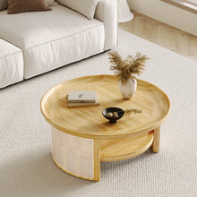 Load image into Gallery viewer, Adorn Home Solid Wood Orwell Round Coffee table wtih Rattan/Cane Mesh