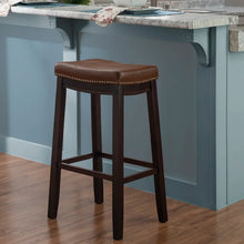 Load image into Gallery viewer, Adorn Homez Ronan Solid Wood Bar Stool With Upholstery