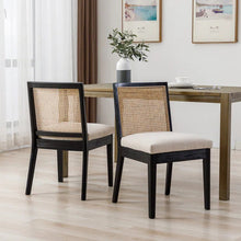 Load image into Gallery viewer, Adorn Homez Lotus Teakwood Dinning Chair with Rattan/cane Mesh
