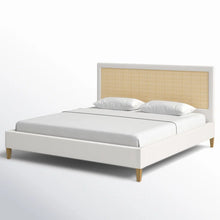 Load image into Gallery viewer, Adorn Homez Swirl King Size Upholstered Bed with Rattan/Cane Without Storage