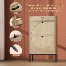Load image into Gallery viewer, Adorn Homez  Levi   Shoe rack with Rattan/cane mesh .
