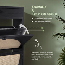 Load image into Gallery viewer, Adorn Homez Levi Shoe rack with Rattan/cane mesh .