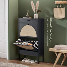 Load image into Gallery viewer, Adorn Homez Levi Shoe rack with Rattan/cane mesh .