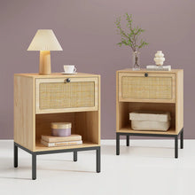 Load image into Gallery viewer, Adorn Homez Femina Solid Wood Bed side table with Rattan/Cane mesh