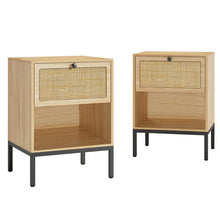 Load image into Gallery viewer, Adorn Homez Femina Solid Wood Bed side table with Rattan/Cane mesh