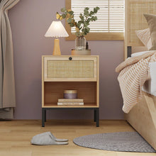 Load image into Gallery viewer, Adorn Homez Femina Solid Wood Bed side table with Rattan/Cane mesh