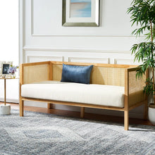 Load image into Gallery viewer, Adorn Homez Zik 2 Seater Sofa in Premium Velvet Fabric with Rattan Finish