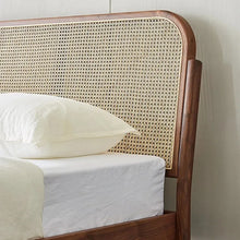 Load image into Gallery viewer, Adorn Homez Ryouta Teak Wood Bed with Rattan/Cane Without Storage