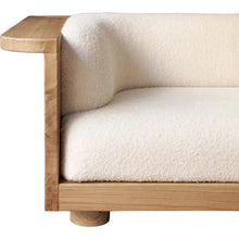Load image into Gallery viewer, Adorn Homez Latina 3 Seater Solid Teak Wood Sofa in Premium Boucle Fabric