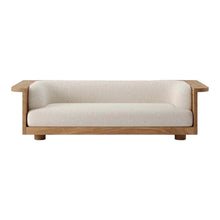 Load image into Gallery viewer, Adorn Homez Latina 3 Seater Solid Teak Wood Sofa in Premium Boucle Fabric