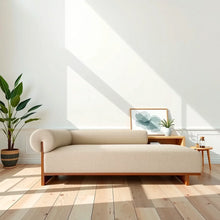 Load image into Gallery viewer, Adorn Homez Lewis Solid Teak Wood Lounger in Premium Fabric