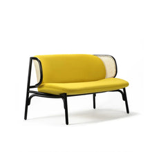 Load image into Gallery viewer, Adorn Homez Avalon Solid Wood 2 Seater Sofa in Premium Fabric With Rattan/Cane