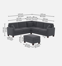 Load image into Gallery viewer, Adorn Homez Riley L shape Sofa 5 Seater with Ottoman in Velvet Fabric