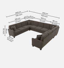 Load image into Gallery viewer, Adorn Homez Riley C shape Corner Sofa 11  Seater in Velvet Fabric