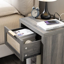 Load image into Gallery viewer, Adorn Homez Lazio Bed Side Table with Rattan/Cane