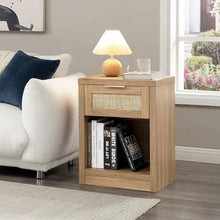 Load image into Gallery viewer, Adorn Homez Lazio Bed Side Table with Rattan/Cane