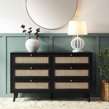Load image into Gallery viewer, Adorn Homez Boho Rattan Mesh Chest of 6 Drawers