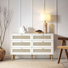 Load image into Gallery viewer, Adorn Homez Boho Rattan Mesh Chest of 6 Drawers